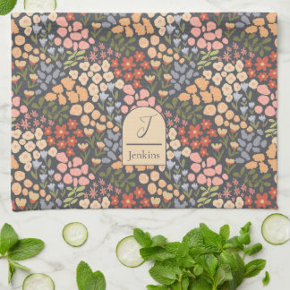 Personalized Name & Initial Floral Kitchen Towel キッチンタオル