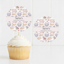 Personalized Name Kawaii Checkered Cupcake Topper 