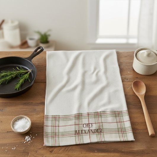 Personalized Name Kitchen Tea Towel - White キッチンタオル