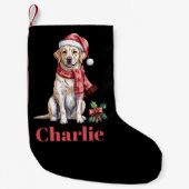 Personalized Name Labrador Retriever Christmas スモールクリスマスストッキング (正面)