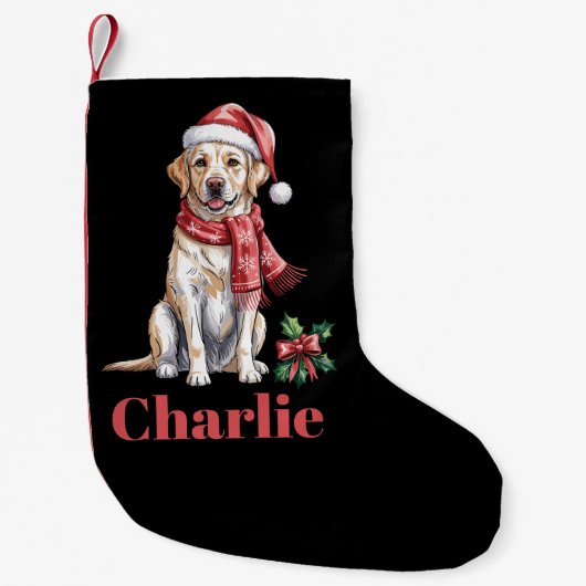 Personalized Name Labrador Retriever Christmas スモールクリスマスストッキング (正面)