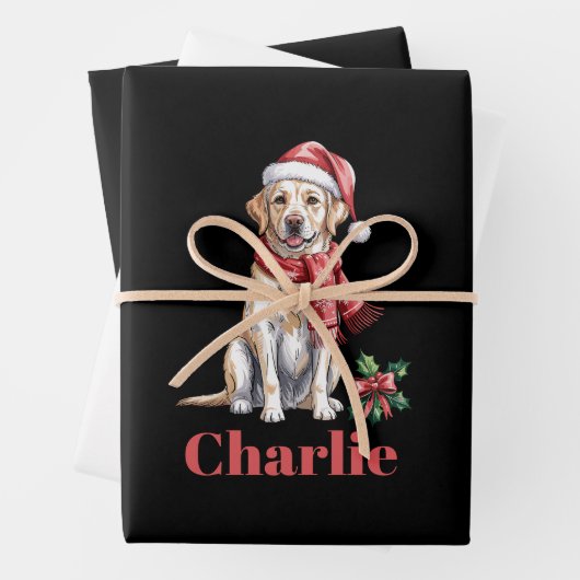 Personalized Name Labrador Retriever Christmas ラッピングペーパーシート (インサイチュ)