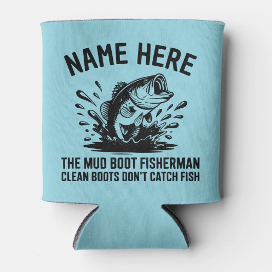 Personalized Name Largemouth Bass Fisherman 缶クーラー (正面)