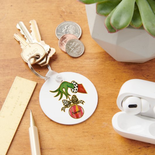 personalized Name Leopard Bow Parrot Ornament キーホルダー (デスク)