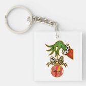 personalized Name Leopard Bow Parrot Ornament キーホルダー (正面)