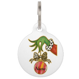 personalized Name Leopard Bow Parrot Ornament ペット　ネームタグ