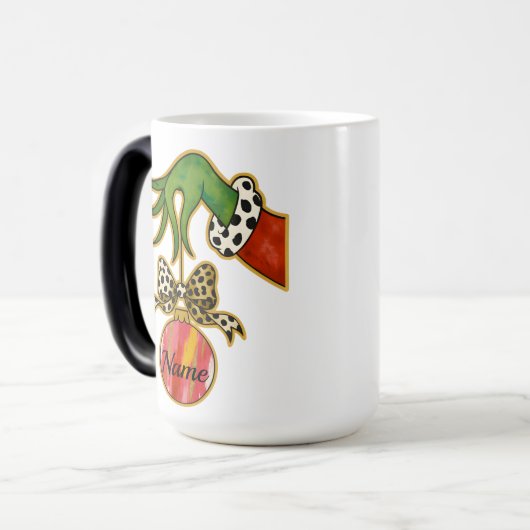 personalized Name Leopard Bow Parrot Ornament モーフィングマグカップ (正面左)