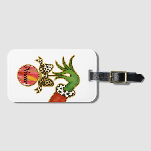 personalized Name Leopard Bow Parrot Ornament ラゲッジタグ (正面横)