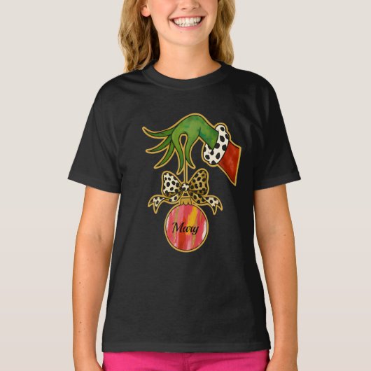 personalized Name Leopard Bow Parrot Ornament Tシャツ (正面)