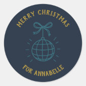 Personalized Name Merry Christmas ラウンドシール (正面)