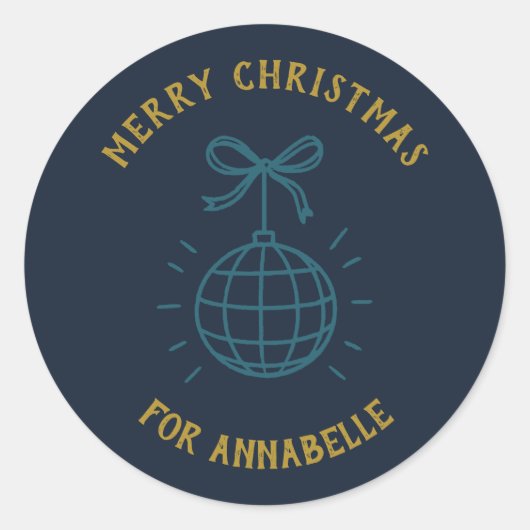 Personalized Name Merry Christmas ラウンドシール (正面)