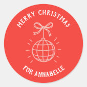 Personalized Name Merry Christmas ラウンドシール (正面)