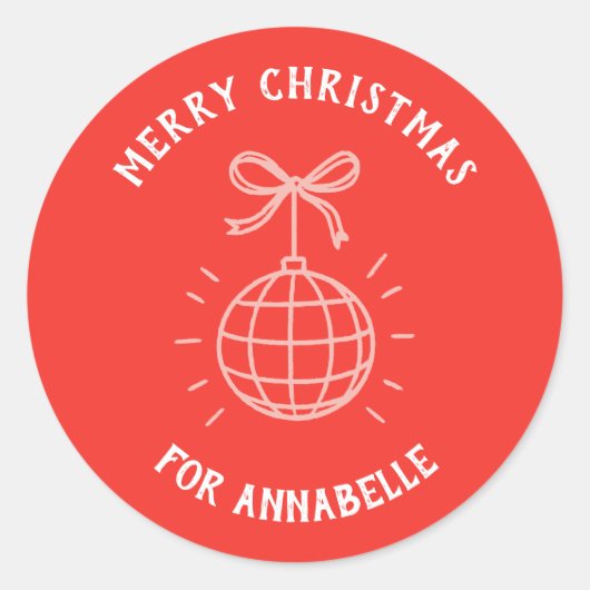 Personalized Name Merry Christmas ラウンドシール (正面)
