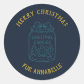 Personalized Name Merry Christmas Cookies ラウンドシール (正面)