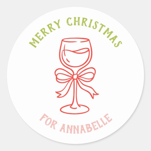 Personalized Name Merry Christmas Drink ラウンドシール (正面)