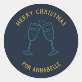 Personalized Name Merry Christmas Drinks ラウンドシール