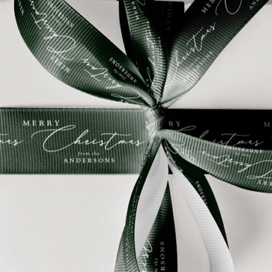 Personalized Name Merry Christmas Elegant Script グログランリボン
