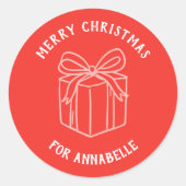 Personalized Name Merry Christmas Gift ラウンドシール (正面)