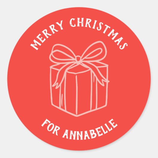 Personalized Name Merry Christmas Gift ラウンドシール (正面)