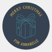 Personalized Name Merry Christmas Gift ラウンドシール (正面)
