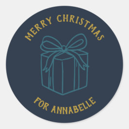 Personalized Name Merry Christmas Gift ラウンドシール