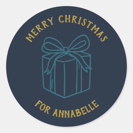 Personalized Name Merry Christmas Gift ラウンドシール (正面)
