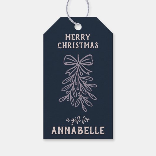 Personalized Name Merry Christmas Mistletoe ギフトタグ (正面)