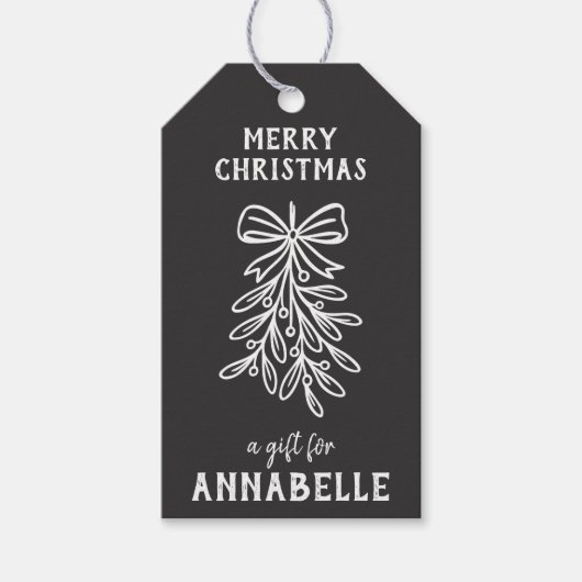 Personalized Name Merry Christmas Mistletoe ギフトタグ (正面)