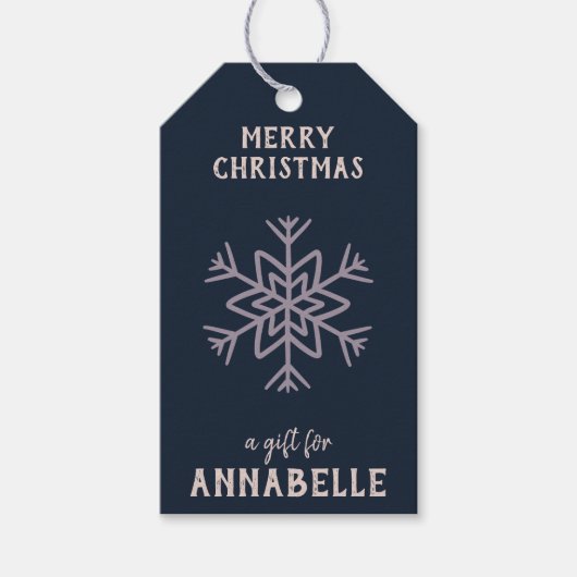 Personalized Name Merry Christmas Snowflake ギフトタグ (正面)
