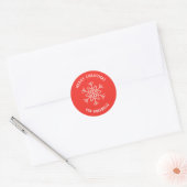 Personalized Name Merry Christmas Snowflake ラウンドシール (封筒)