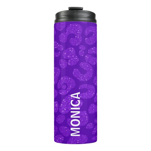 Personalized Name Modern Stylish Purple Glitter  タンブラー (正面)
