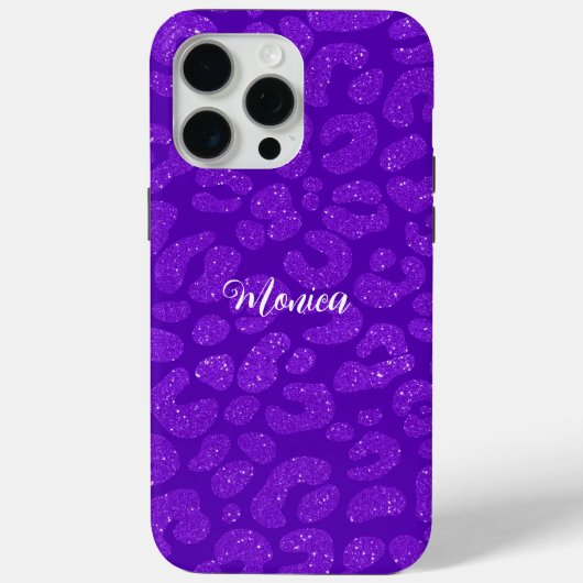 Personalized Name Modern Stylish  Purple Glitter  Case-Mate iPhoneケース (裏面)