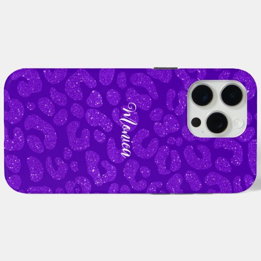Personalized Name Modern Stylish  Purple Glitter  Case-Mate iPhoneケース (裏面 (横))