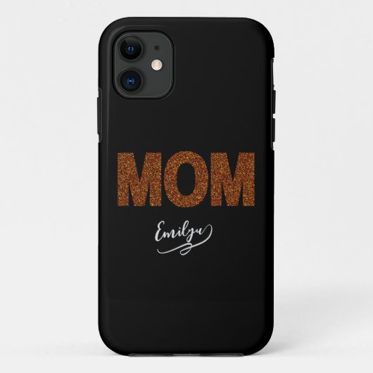 Personalized name mom elegant brown glitter Case-Mate iPhoneケース (裏面)
