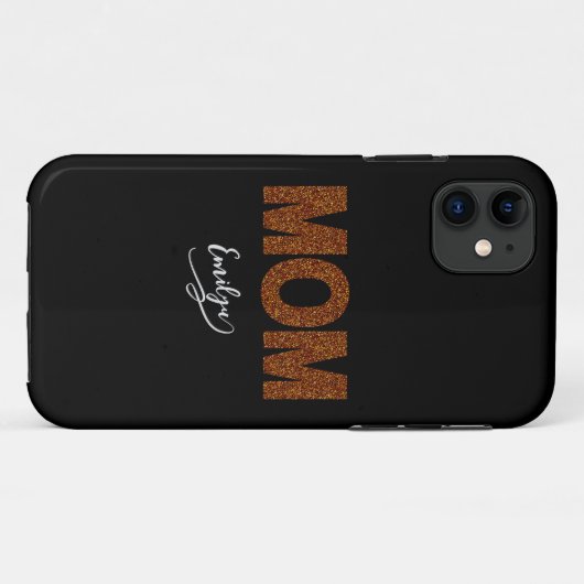 Personalized name mom elegant brown glitter Case-Mate iPhoneケース (裏面(横))