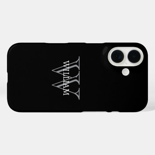 Personalized name monogram black and gray Case-Mate iPhoneケース (裏面 (横))