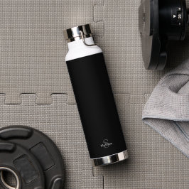 Personalized Name Monogram Black Charcoal Gray ウォーターボトル