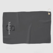 Personalized Name Monogram Black Charcoal Gray ゴルフタオル (横)