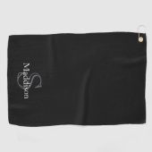 Personalized Name Monogram Black Charcoal Gray ゴルフタオル (横)