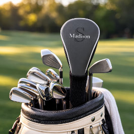 Personalized Name Monogram Black Charcoal Gray ゴルフヘッドカバー