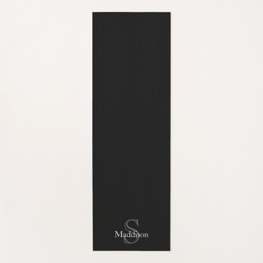 Personalized Name Monogram Black Charcoal Gray ヨガマット (正面)