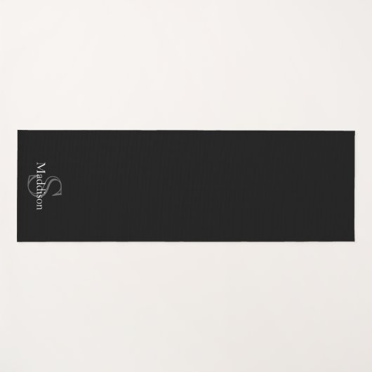 Personalized Name Monogram Black Charcoal Gray ヨガマット (正面(横))