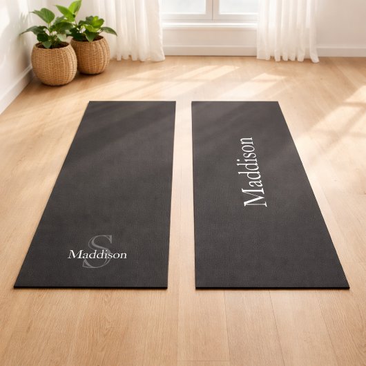 Personalized Name Monogram Black Charcoal Gray ヨガマット