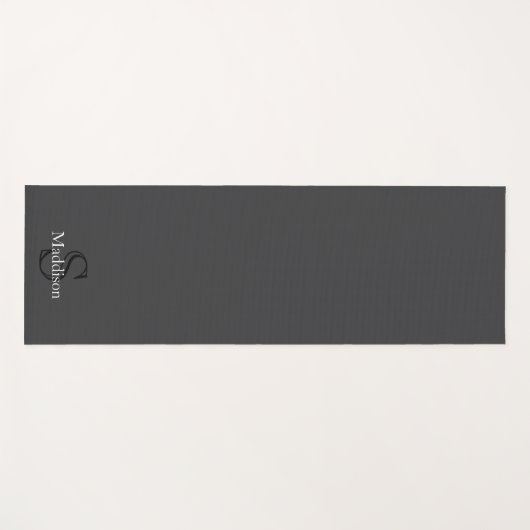 Personalized Name Monogram Black Charcoal Gray ヨガマット (正面(横))