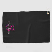 Personalized Name Monogram Black Pink ゴルフタオル (横)