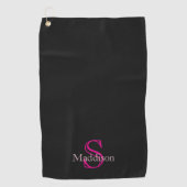 Personalized Name Monogram Black Pink ゴルフタオル (正面)