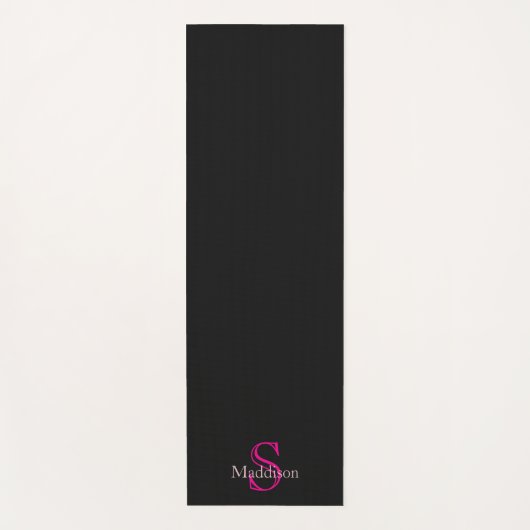 Personalized Name Monogram Black Pink ヨガマット (正面)