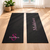 Personalized Name Monogram Black Pink ヨガマット