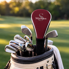 Personalized Name Monogram Burgundy Black ゴルフヘッドカバー