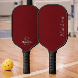 Personalized Name Monogram Burgundy Black ピックルボールラケット